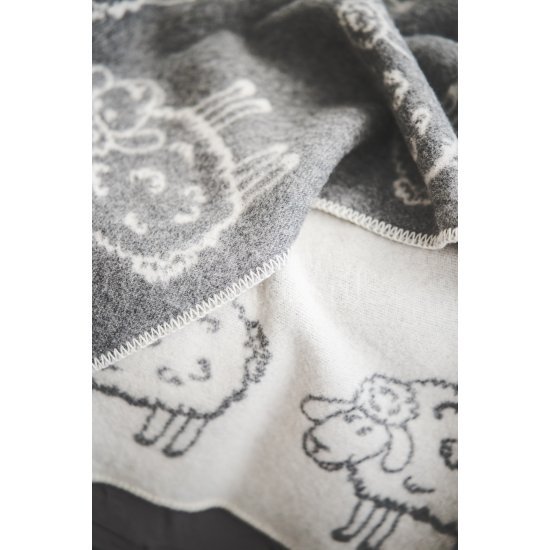 Wool blanket ,,Ėriukai" grey